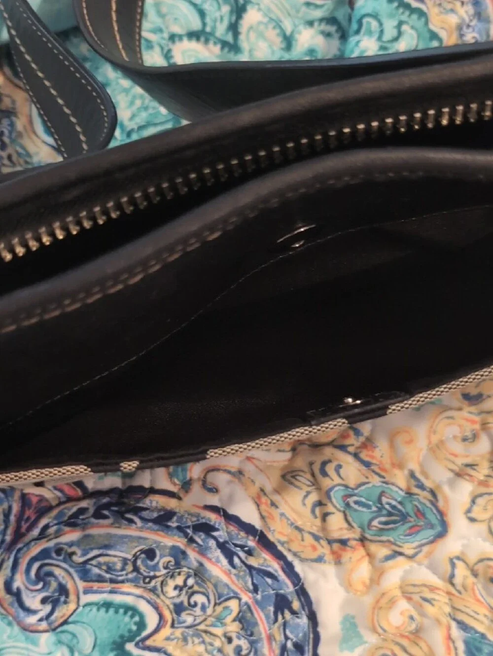 Coach Black and Gray Signature Canvas Shoulder Bag